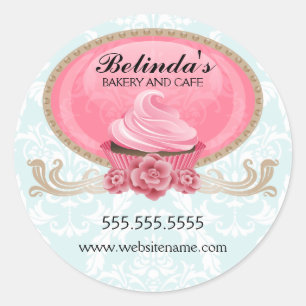 Adesivo Redondo Selos elegantes da caixa da padaria do cupcake