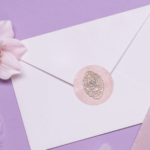 Adesivo Redondo Selos elegantes do envelope do casamento vintage