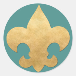 Adesivo Redondo Selos Elegantes E Dourados Fleur De Lis Stickers