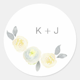 Adesivo Redondo Selos Florais Amarelos personalizados com iniciais