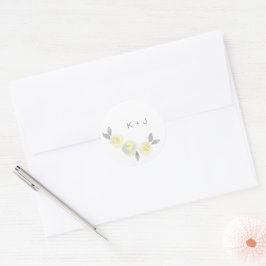 Adesivo Redondo Selos Florais Amarelos personalizados com iniciais