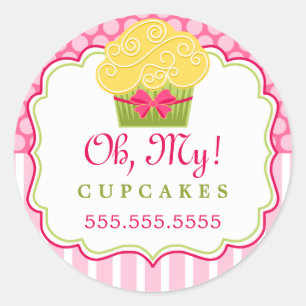 Adesivo Redondo Selos lunáticos da caixa da padaria do cupcake