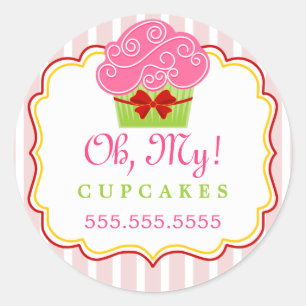 Adesivo Redondo Selos lunáticos da caixa da padaria do cupcake