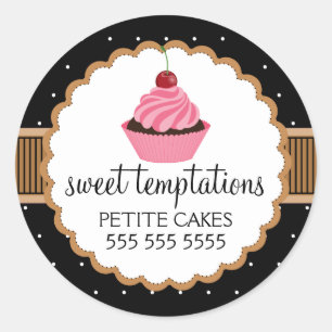 Adesivo Redondo Selos lunáticos da caixa do Taupe do cupcake da