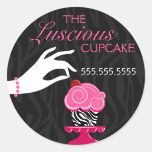 Adesivo Redondo Selos lunáticos da padaria do cupcake da zebra e