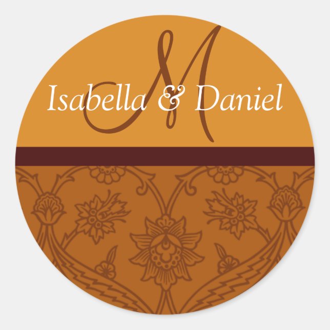 Adesivo Redondo Selos Monográficos Personalizados Do Damask Para E (Frente)
