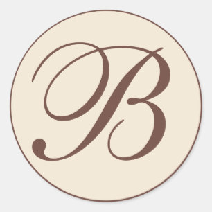 Adesivo Redondo Selos Monogrammed do envelope de Brown e de creme