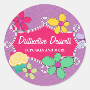 Adesivo Redondo Selos Para Caixas De Banho Floral De Cupcake Whims