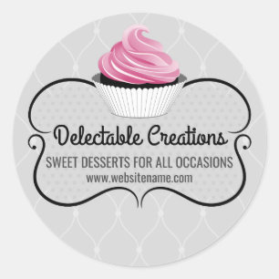 Adesivo Redondo Selos para Cupcake Elegante