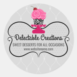 Adesivo Redondo Selos para Cupcake Elegante
