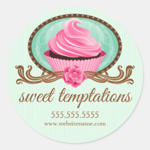 Adesivo Redondo Selos para Cupcake Elegante