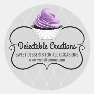 Adesivo Redondo Selos para Cupcake Elegante