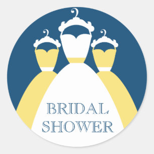 Adesivo Redondo Selos Para Presentes De Chá de panela Amarelo E Mô