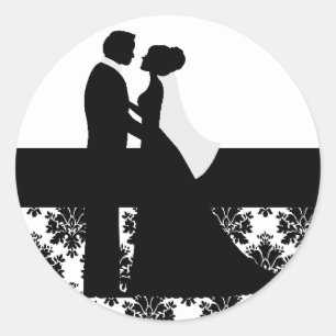 Adesivo Redondo Selos preto e branco do casal do casamento