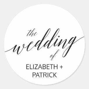 Adesivo Redondo Selos pretos elegantes do envelope do casamento da