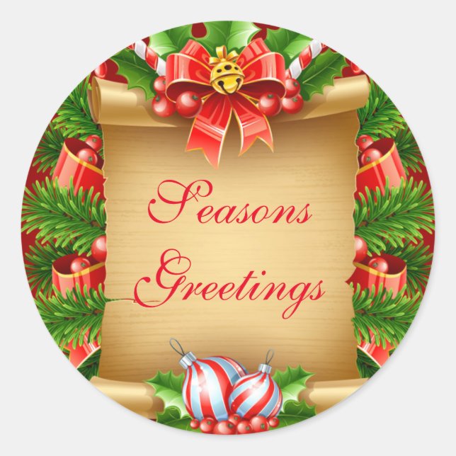 Adesivo Redondo Selos Saudações Vinhetas de Férias (Frente)