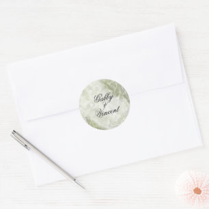Adesivo Redondo Selos verdes do envelope do casamento do Hydrangea