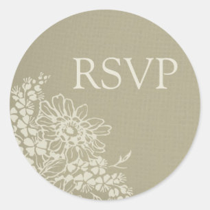Adesivo Redondo Selos Wedding florais do envelope do vintage RSVP