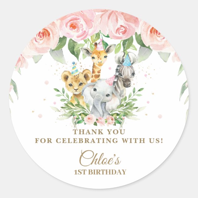 Adesivo Redondo Selva Coca-Cola Rosa Floral Agradeço-Lhe (Frente)