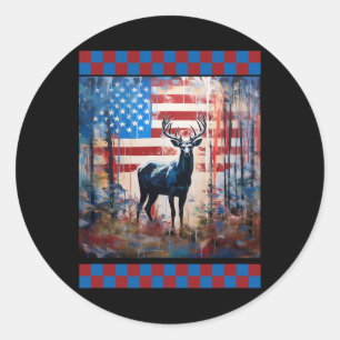 Adesivo Redondo Selva da Bandeira Americana Caçando Lover Camo Dee
