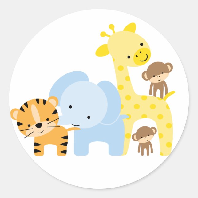 Adesivo Redondo Selva de Animais Envelope Selvagens (Frente)