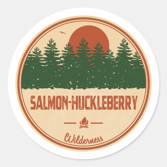Adesivo Redondo Selvagem de Salmon-Huckleberry (Frente)