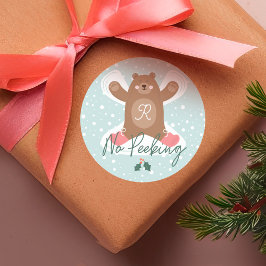 Adesivo Redondo Sem Anjo De Neve Do Urso Da Madeira Em Pequim