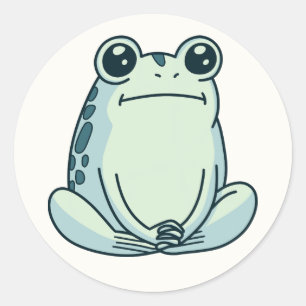 Adesivo Redondo Sem expressão, Tranquilo, Sapo Meditando Zen