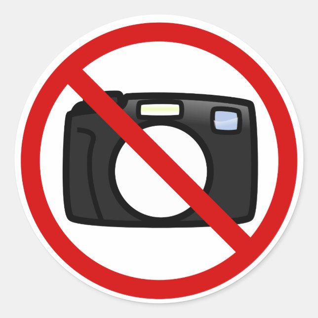 Adesivo Redondo Sem fotografia, sem câmaras (Frente)