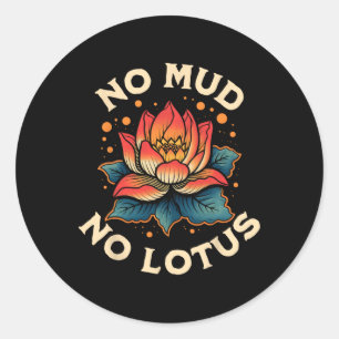 Adesivo Redondo Sem Lama Não Há Lótus Yoga Meditação Espiritual
