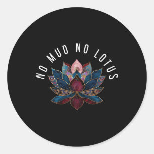 Adesivo Redondo Sem Lama Nenhuma Flor de Lótus Zen Budismo Budista
