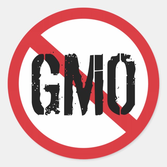 Adesivo Redondo Sem OGM Alimento Geneticamente Modificado (Frente)