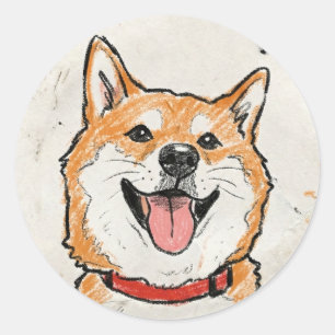 Adesivo Redondo Sem Pensamentos, Apenas Vibrações – Shiba Feliz