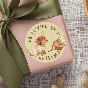 Adesivo Redondo Sem Pequim Até O Cão De Dachshund De Natal