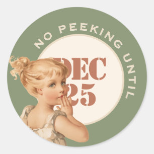 Adesivo Redondo Sem Pequim até o Natal ou a Vintage Girl