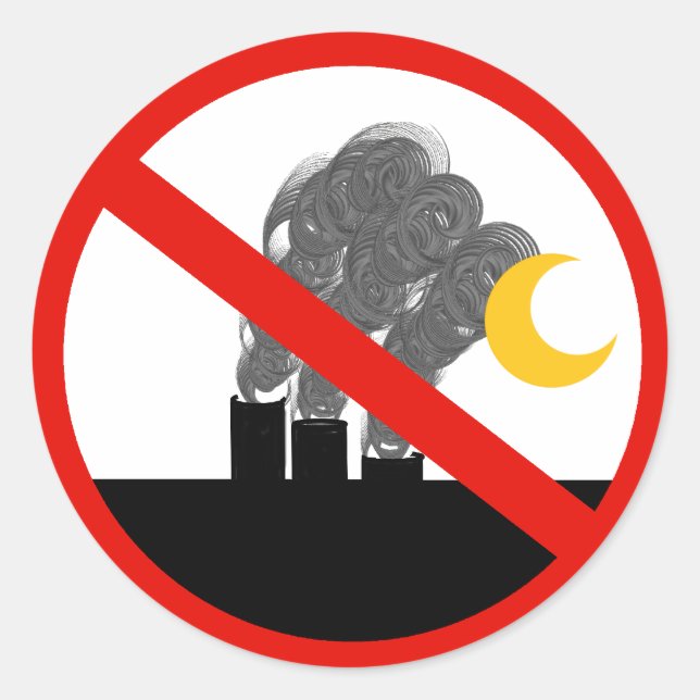 Adesivo Redondo Sem Pilhas de Fumos de Carbono (Frente)