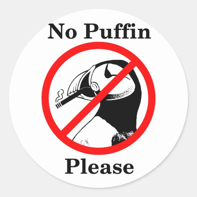 Adesivo Redondo Sem Puffin, por favor (Frente)