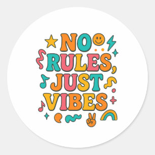 Adesivo Redondo Sem Regras Apenas Vibes Sticker - Retro Funky