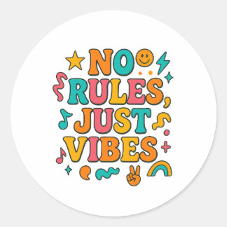 Adesivo Redondo Sem Regras Apenas Vibes Sticker - Retro Funky
