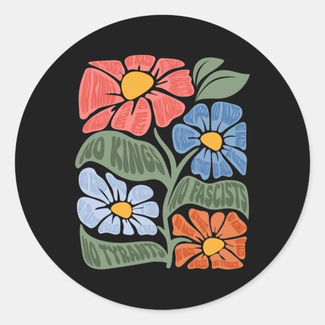 Adesivo Redondo Sem Reis Nos Estados Unidos Resistirem A Trump Pro (Frente)