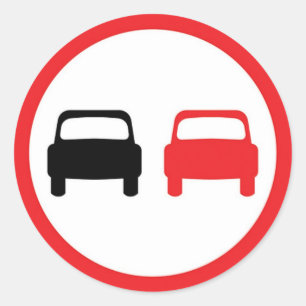 Adesivo redondo sem sinal de tráfego ultrapassado.