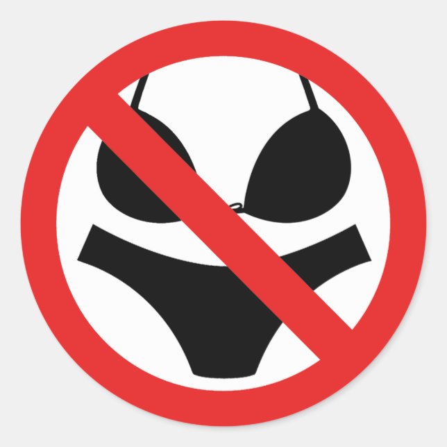 Adesivo Redondo Sem Têxteis/Sinal de Figurino de Banho (Frente)