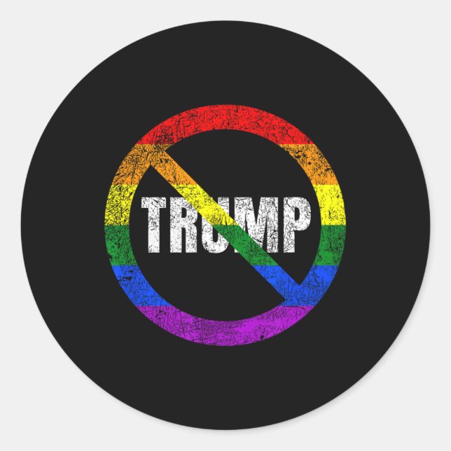Adesivo Redondo Sem Trump Anti Trump Orgulho gay do Sinalizador do (Frente)