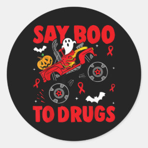 Adesivo Redondo Semana da Fita Vermelha Conscientização Halloween