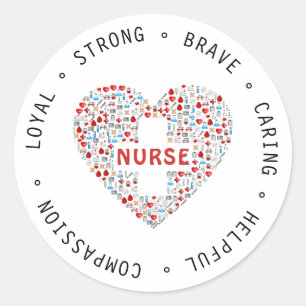 Adesivo Redondo Semana de Enfermagem médico apreciação cardíaca sq