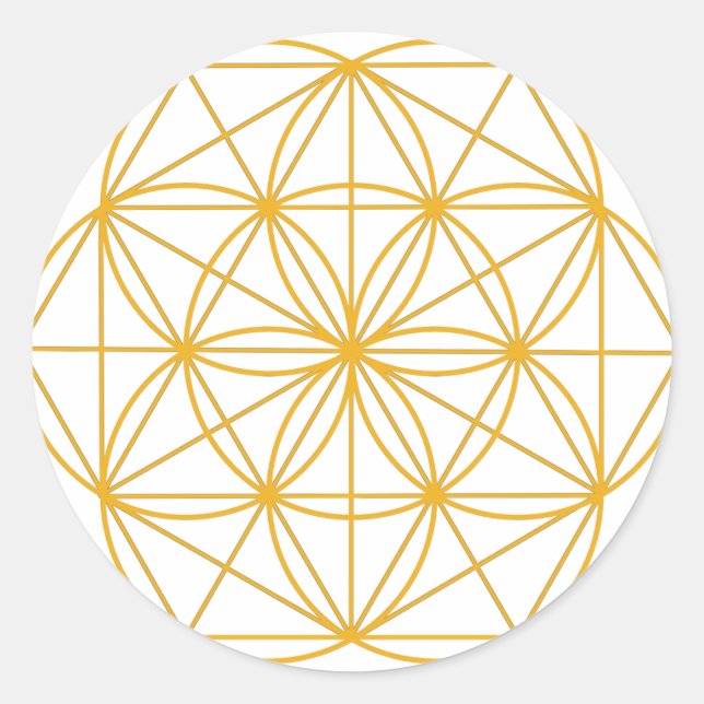 Adesivo Redondo Sementes da vida Dourada (Frente)
