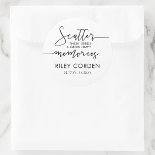 Adesivo Redondo Sementes de Dispersão Branca Negra Crescem Memória