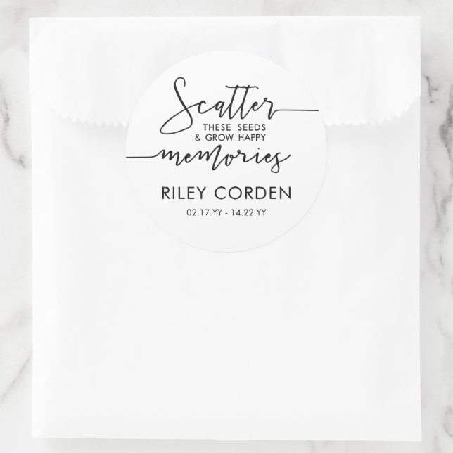 Adesivo Redondo Sementes de Dispersão Branca Negra Crescem Memória (Bolsa)