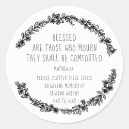 Adesivo Redondo Sementes de dispersão de cupões para prenda funerá