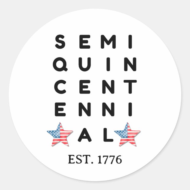 Adesivo Redondo Semi quincentennial 1776 2026 America 250th Year  (Frente)